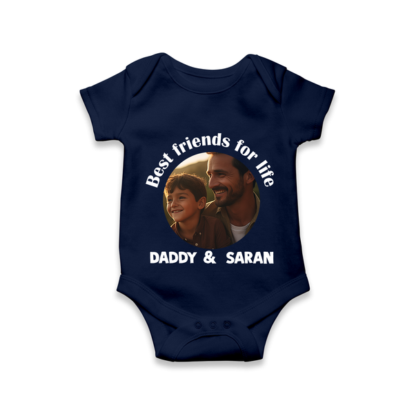 Personalized Baby Romper – Dad You Are My Hero  Onesie - NAVY BLUE - New Born (Chest 14")