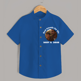 Personalized Baby shirt Dad You Are My Hero   - COBALT BLUE - 0 - 6 Months Old (Chest 23")