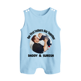 Custom Baby Button Romper  Best Buddies for Life   - BABY BLUE - New Born (Chest 18")