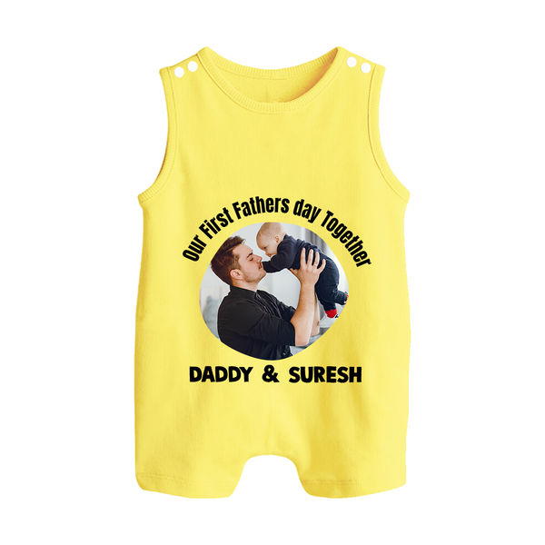 Custom Baby Button Romper  Best Buddies for Life   - PASTEL YELLOW - New Born (Chest 18")