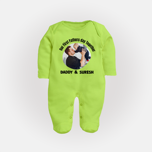 Custom Baby Full Body Suit  Best Buddies for Life   - LIME GREEN - New Born (Chest 7.5")