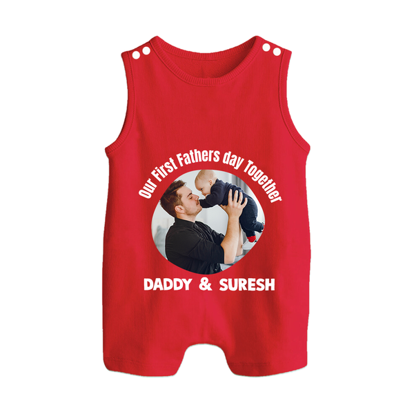 Custom Baby Button Romper  Best Buddies for Life   - RED - New Born (Chest 18")