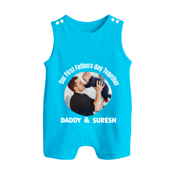 Custom Baby Button Romper  Best Buddies for Life   - SKY BLUE - New Born (Chest 18")