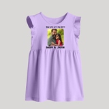Personalized Infant Baby Frock Our First Father’s Day Together   - LILAC - 0 - 3 Months Old (Chest 17")
