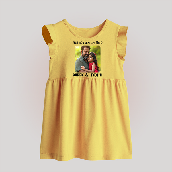 Personalized Infant Baby Frock Our First Father’s Day Together   - PASTEL YELLOW - 0 - 3 Months Old (Chest 17")