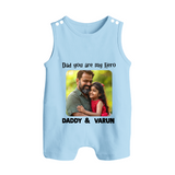 Personalized Infant Button Romper Our First Father’s Day Together   - BABY BLUE - New Born (Chest 18")