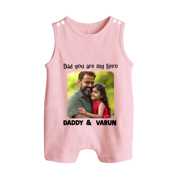 Personalized Infant Button Romper Our First Father’s Day Together   - BABY PINK - New Born (Chest 18")