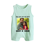 Personalized Infant Button Romper Our First Father’s Day Together   - MINT GREEN - New Born (Chest 18")
