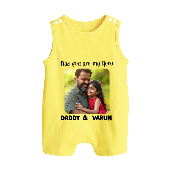 Personalized Infant Button Romper Our First Father’s Day Together   - PASTEL YELLOW - New Born (Chest 18")