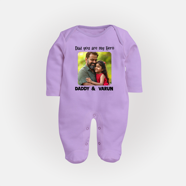 Personalized Infant Full Body Suit Our First Father’s Day Together   - LILAC - New Born (Chest 7.5")