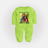 Personalized Infant Full Body Suit Our First Father’s Day Together   - LIME GREEN - New Born (Chest 7.5")