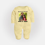 Personalized Infant Full Body Suit Our First Father’s Day Together   - PASTEL YELLOW - New Born (Chest 7.5")