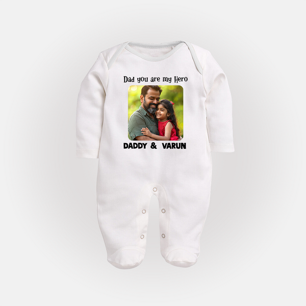 Personalized Infant Full Body Suit Our First Father’s Day Together   - WHITE - New Born (Chest 7.5")