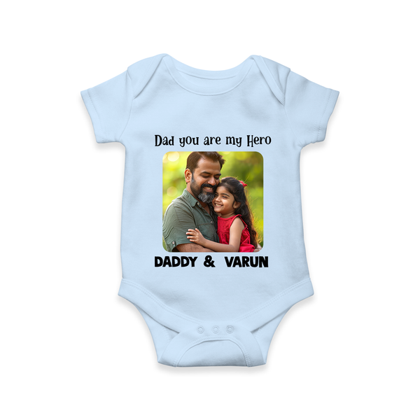 Personalized Infant Romper – Our First Father’s Day Together  Onesie - BABY BLUE - New Born (Chest 14")