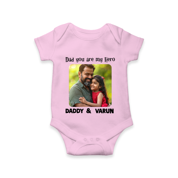 Personalized Infant Romper – Our First Father’s Day Together  Onesie - BABY PINK - New Born (Chest 14")
