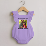 Personalized Infant Romper Frock Our First Father’s Day Together   - LILAC - 0 - 3 Months Old (Chest 19")