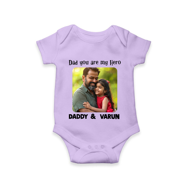 Personalized Infant Romper – Our First Father’s Day Together  Onesie - LILAC - New Born (Chest 14")