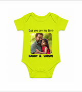 Personalized Infant Romper – Our First Father’s Day Together  Onesie - LIME GREEN - New Born (Chest 14")