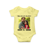Personalized Infant Romper – Our First Father’s Day Together  Onesie - PASTEL YELLOW - New Born (Chest 14")