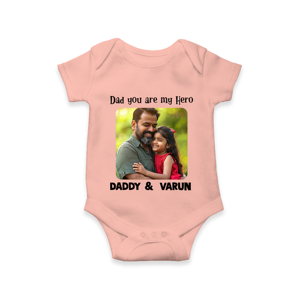 Personalized Infant Romper – Our First Father’s Day Together  Onesie - PEACH - New Born (Chest 14")