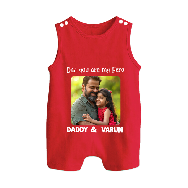 Personalized Infant Button Romper Our First Father’s Day Together   - RED - New Born (Chest 18")