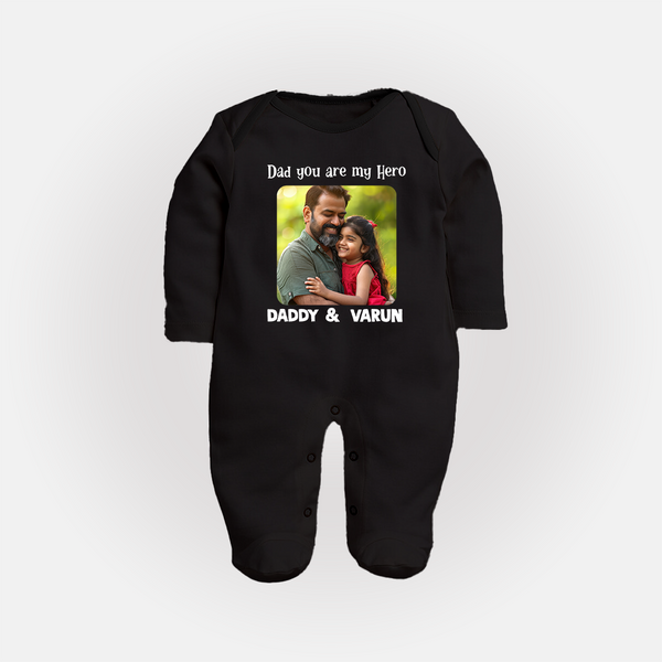 Personalized Infant Full Body Suit Our First Father’s Day Together   - BLACK - New Born (Chest 7.5")