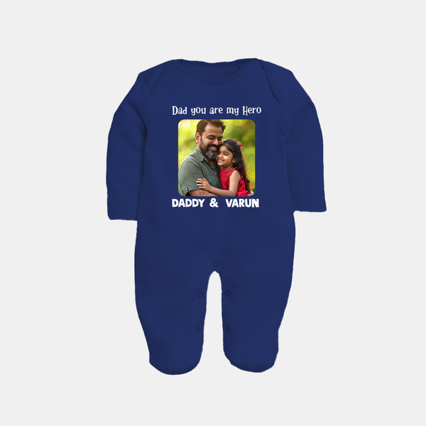 Personalized Infant Full Body Suit Our First Father’s Day Together   - NAVY BLUE - New Born (Chest 7.5")
