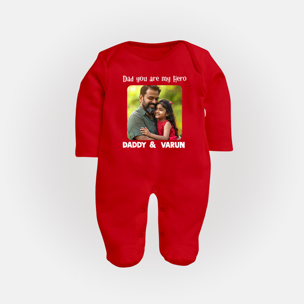 Personalized Infant Full Body Suit Our First Father’s Day Together   - RED - New Born (Chest 7.5")