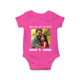 Personalized Infant Romper – Our First Father’s Day Together  Onesie - HOT PINK - New Born (Chest 14")