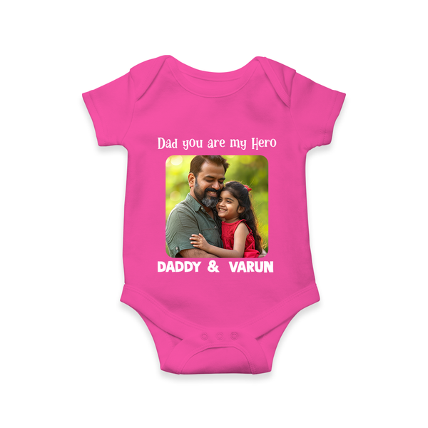 Personalized Infant Romper – Our First Father’s Day Together  Onesie - HOT PINK - New Born (Chest 14")