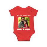 Personalized Infant Romper – Our First Father’s Day Together  Onesie - RED - New Born (Chest 14")