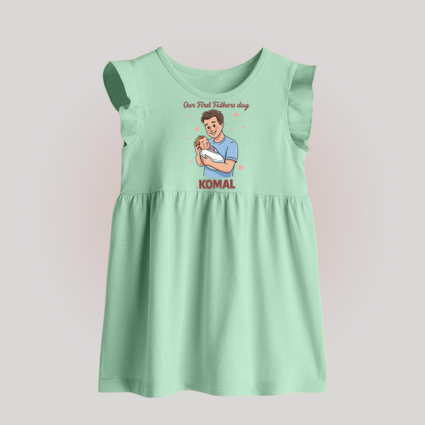 Custom Baby Baby Frock Happy Father’s Day Daddy   - MINT GREEN - 0 - 3 Months Old (Chest 17")