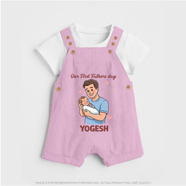 Custom Baby dungaree Happy Father’s Day Daddy   - BABY PINK - 0 - 5 Months Old (Chest 18")