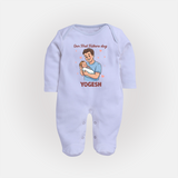 Custom Baby Full Body Suit Happy Father’s Day Daddy   - BABY BLUE - New Born (Chest 7.5")