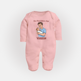Custom Baby Full Body Suit Happy Father’s Day Daddy   - BABY PINK - New Born (Chest 7.5")