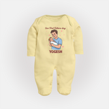 Custom Baby Full Body Suit Happy Father’s Day Daddy   - PASTEL YELLOW - New Born (Chest 7.5")