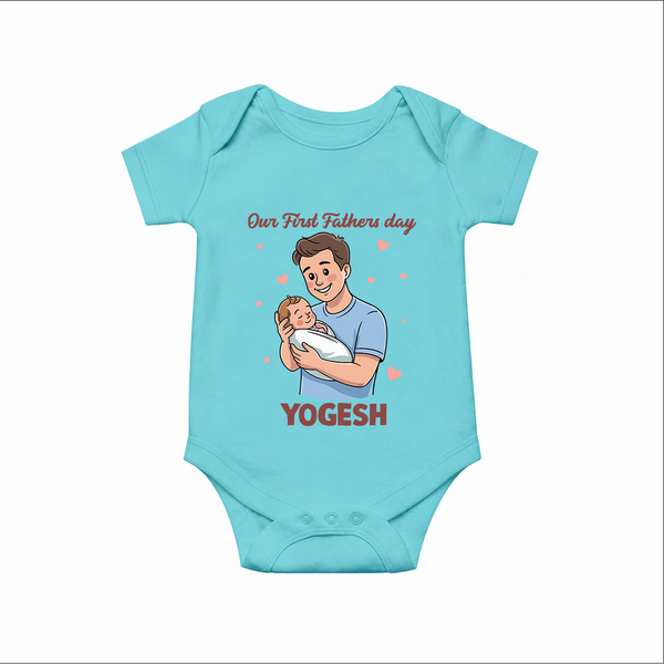 Custom Baby Romper – Happy Father’s Day Daddy  Onesie - ARCTIC BLUE - New Born (Chest 14")