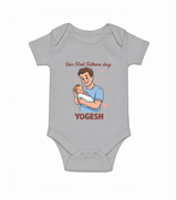 Custom Baby Romper – Happy Father’s Day Daddy  Onesie - GREY - New Born (Chest 14")