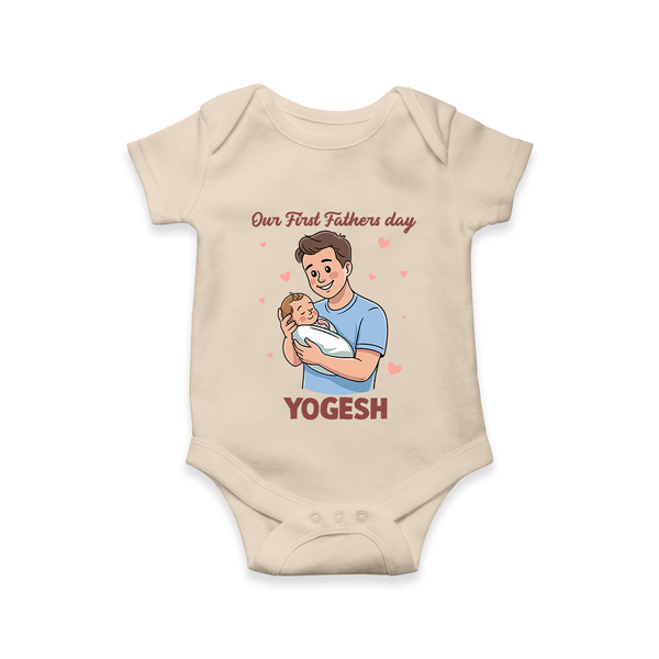 Custom Baby Romper – Happy Father’s Day Daddy  Onesie - IVORY - New Born (Chest 14")