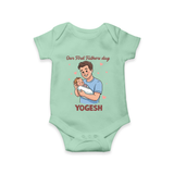 Custom Baby Romper – Happy Father’s Day Daddy  Onesie - MINT GREEN - New Born (Chest 14")