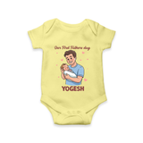 Custom Baby Romper – Happy Father’s Day Daddy  Onesie - PASTEL YELLOW - New Born (Chest 14")