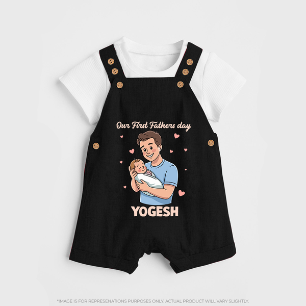 Custom Baby dungaree Happy Father’s Day Daddy   - BLACK - 0 - 5 Months Old (Chest 18")