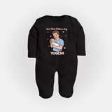 Custom Baby Full Body Suit Happy Father’s Day Daddy   - BLACK - New Born (Chest 7.5")
