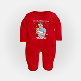 Custom Baby Full Body Suit Happy Father’s Day Daddy   - RED - New Born (Chest 7.5")