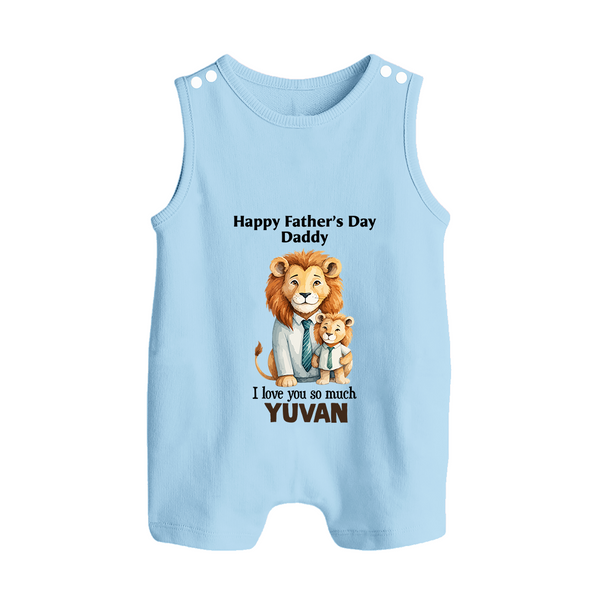 Personalized Infant Button Romper My Daddy Is Awesome   - BABY BLUE - New Born (Chest 18")