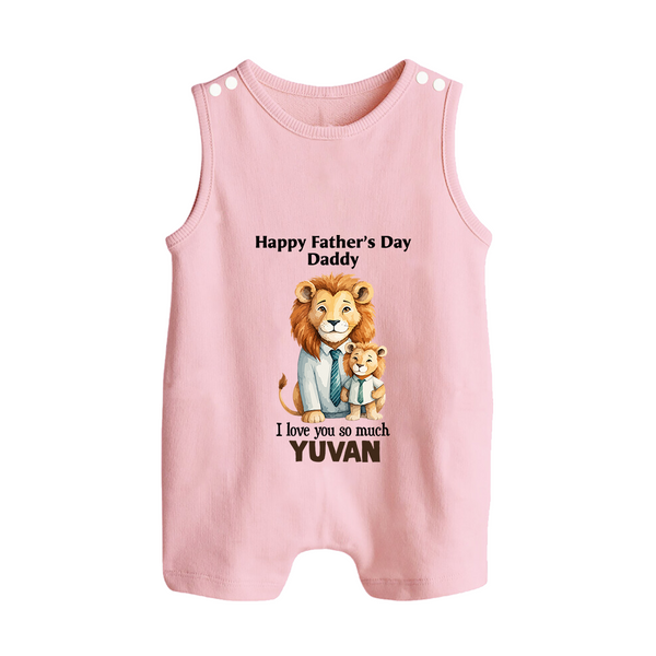 Personalized Infant Button Romper My Daddy Is Awesome   - BABY PINK - New Born (Chest 18")