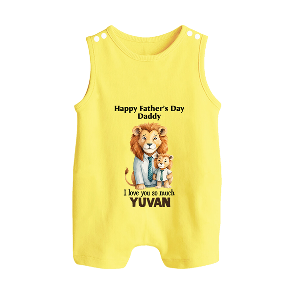 Personalized Infant Button Romper My Daddy Is Awesome   - PASTEL YELLOW - New Born (Chest 18")