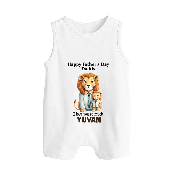 Personalized Infant Button Romper My Daddy Is Awesome   - WHITE - New Born (Chest 18")