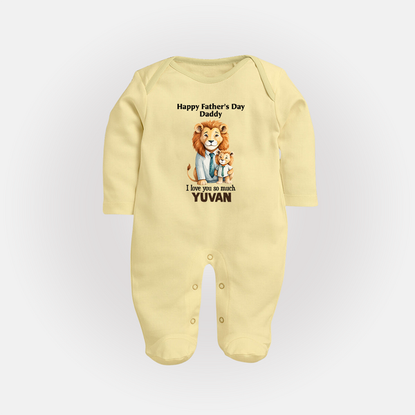 Personalized Infant Full Body Suit My Daddy Is Awesome   - PASTEL YELLOW - New Born (Chest 7.5")