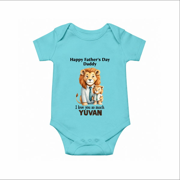 Personalized Infant Romper – My Daddy Is Awesome  Onesie - ARCTIC BLUE - New Born (Chest 14")